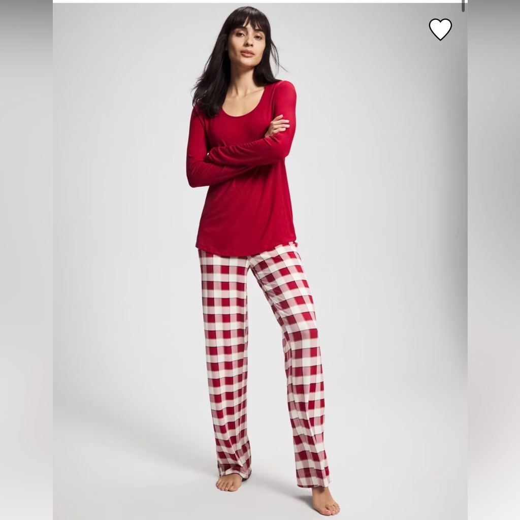 Soma Plaid Pajama Set In Red And White
